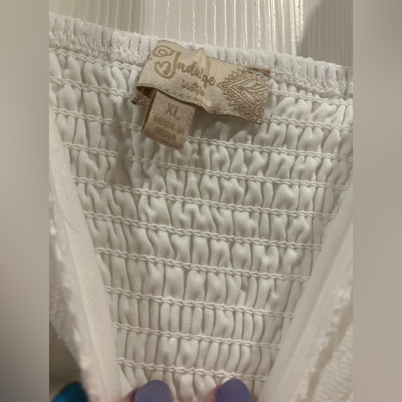 Indigo White Ruffled Mini Dress - Picture 3 of 3